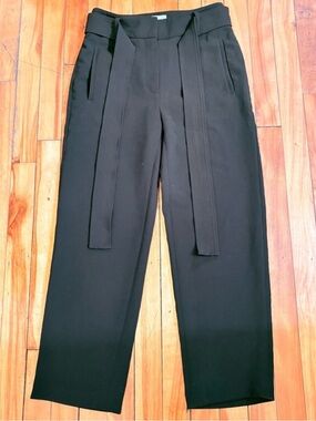 Aritzia Wilfred Black Wide Leg Pants with Self-Tie Belt - Size 2